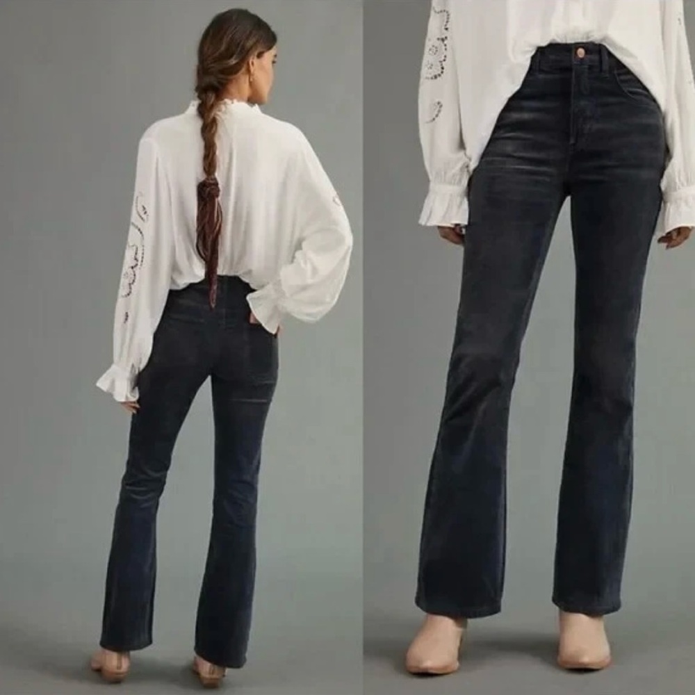 Anthropologie Pilcro The Icon Flare Wide Leg Corduroy Jeans Size 30 Tall Gray